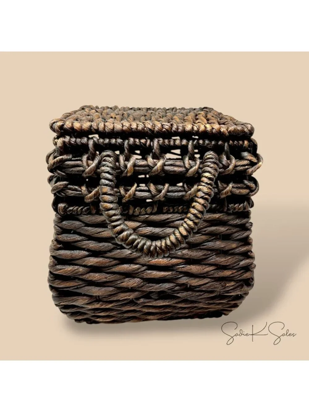 Rounded Square Woven Basket with Lid, Chocolate Brown   - Threshold, Target